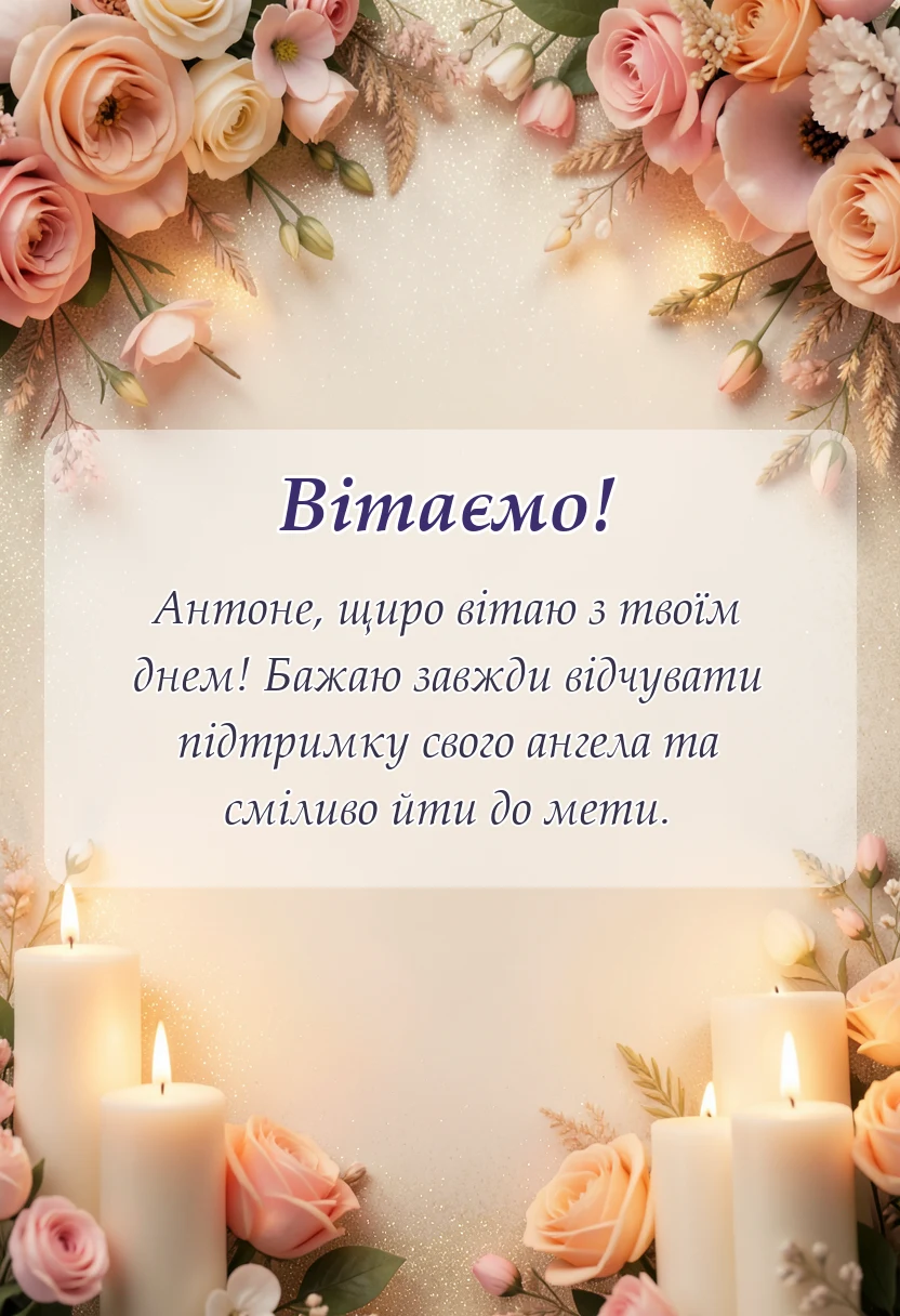 вітальна листівка - привітання з днем ангела антона