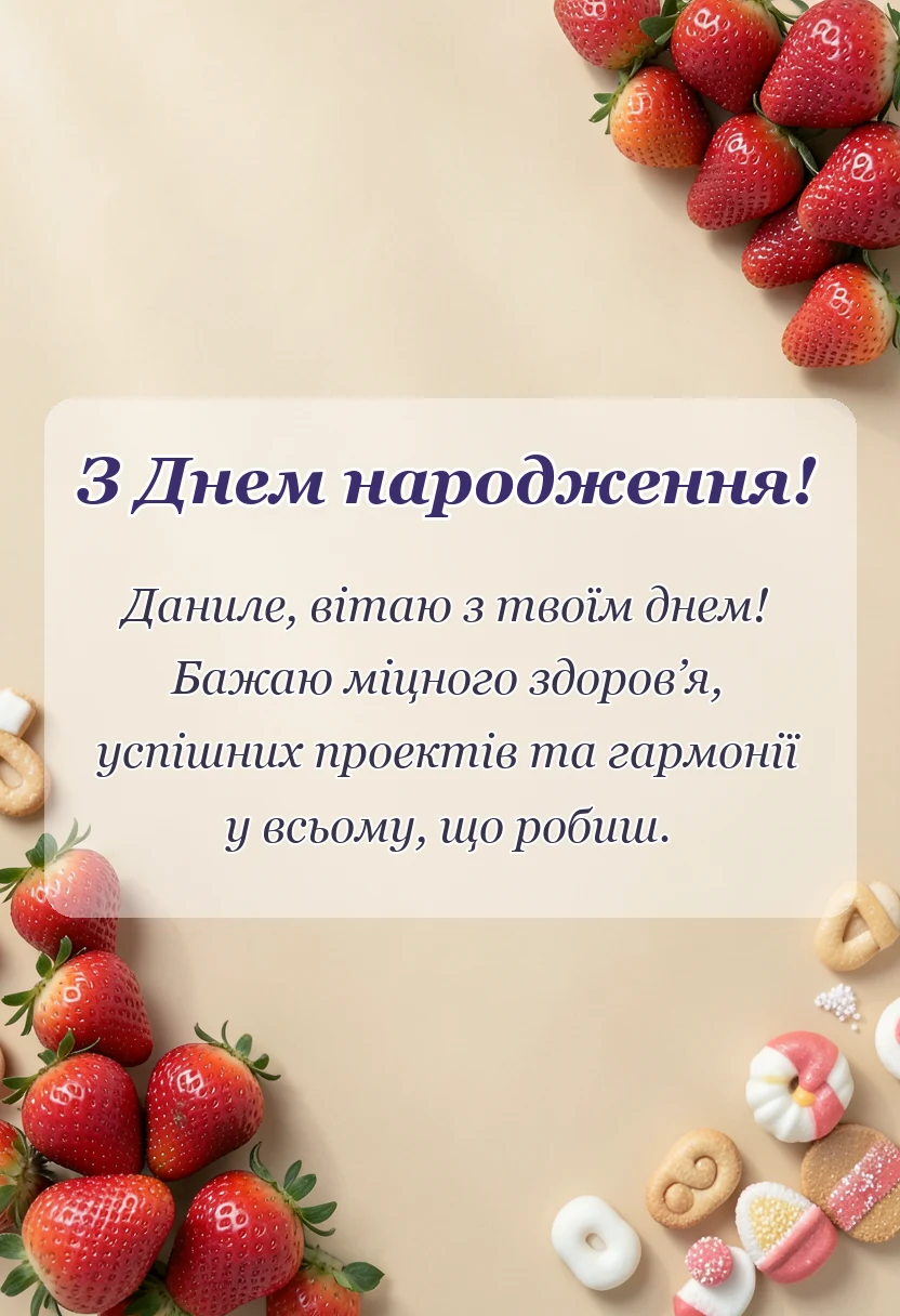 листівка з побажанням - привітання з днем народження данилу