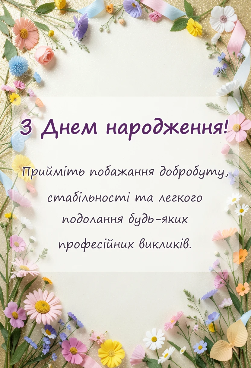 вітальна листівка - привітання з днем народження керівника