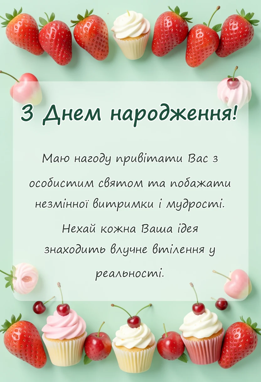 листівка з побажанням - привітання з днем народження колишньому керівнику офіційні короткі своїми словами