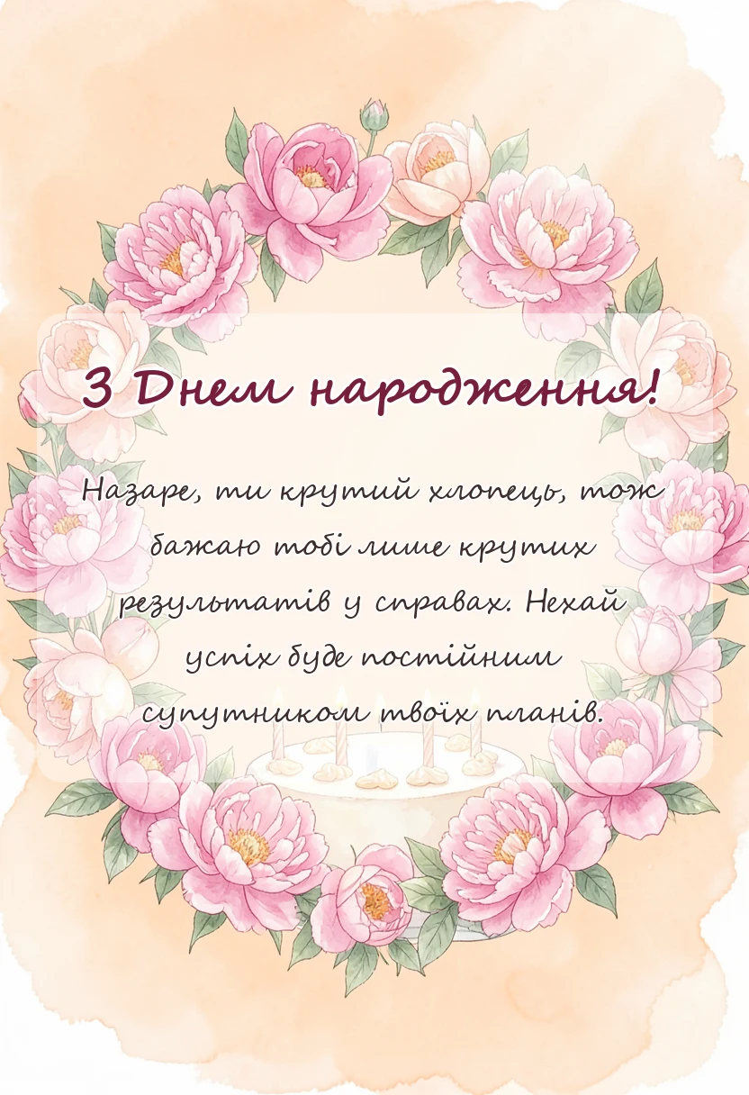 листівка з побажанням - привітання з днем народження назару