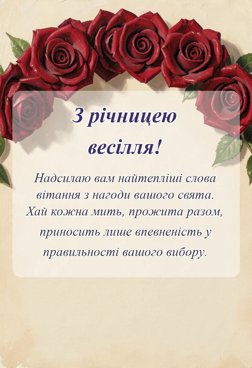 листівка з побажанням - привітання з річницею одруження