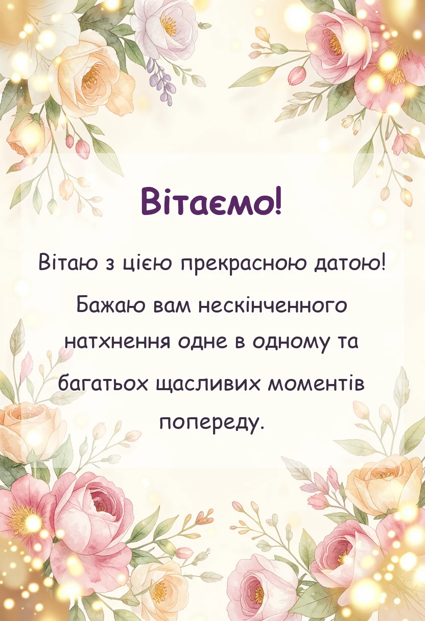 красива листівка: привітання на мереживне весілля