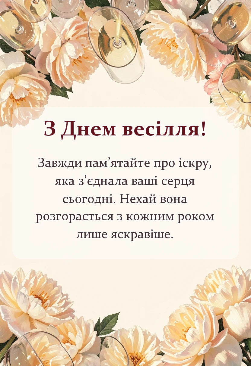 листівка з побажанням - короткі привітання з весіллям