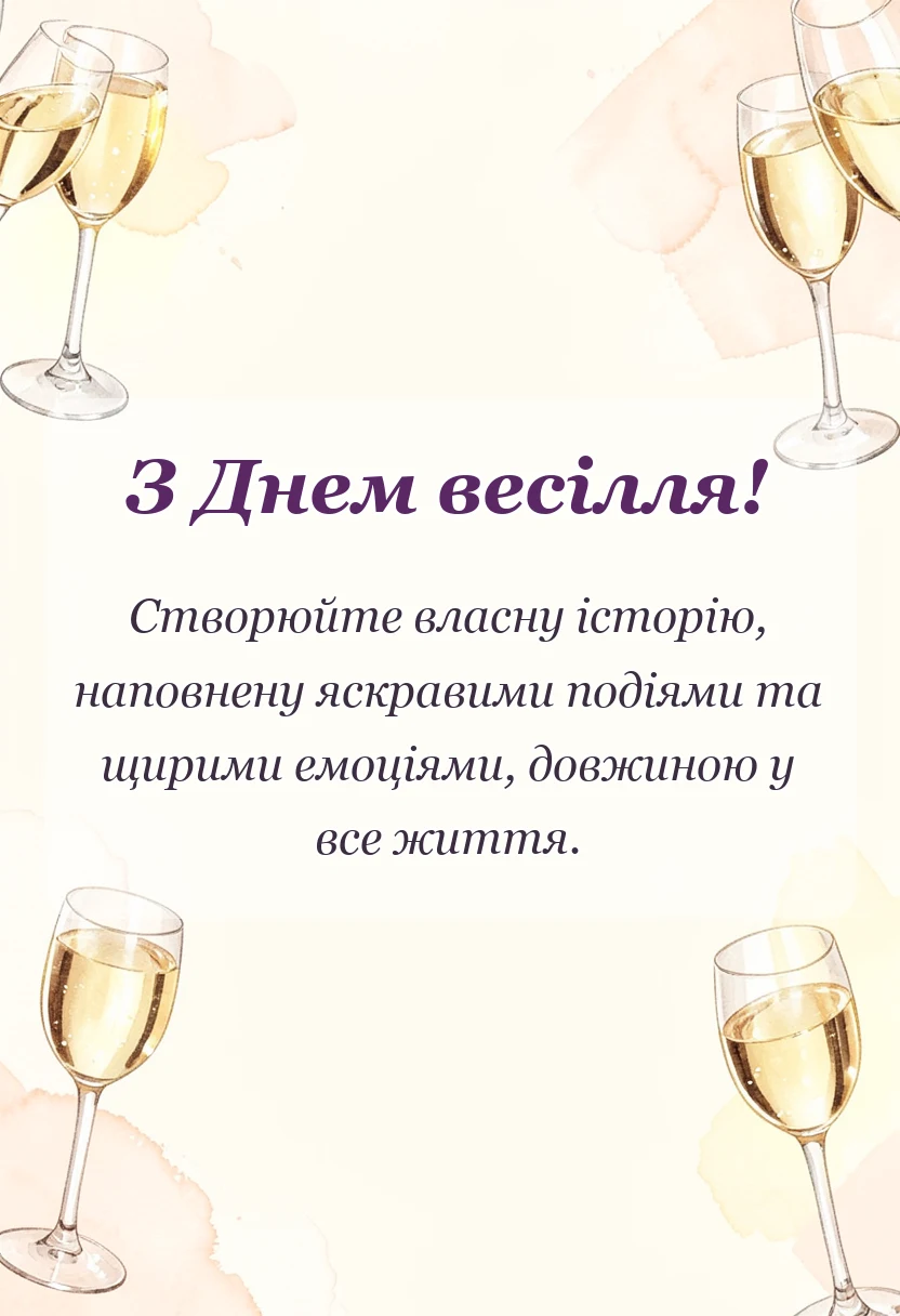 вітальна листівка - привітання з весіллям в прозі