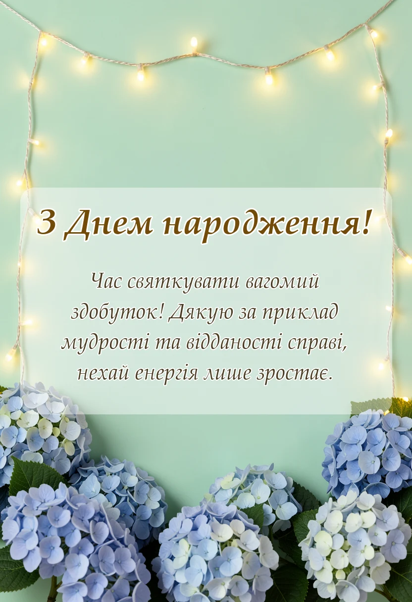 вітальна листівка - привітання з днем народження з ювілеєм