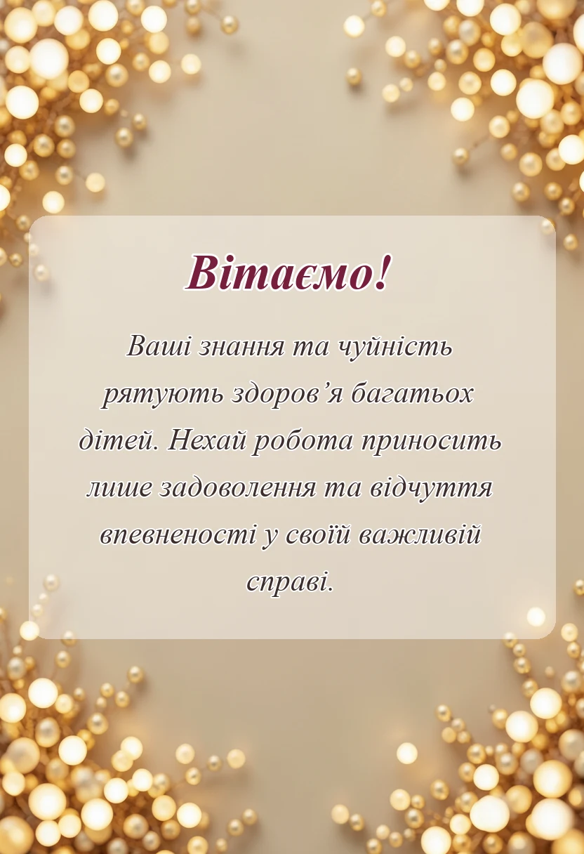 вітальна листівка - привітання з днем педіатра