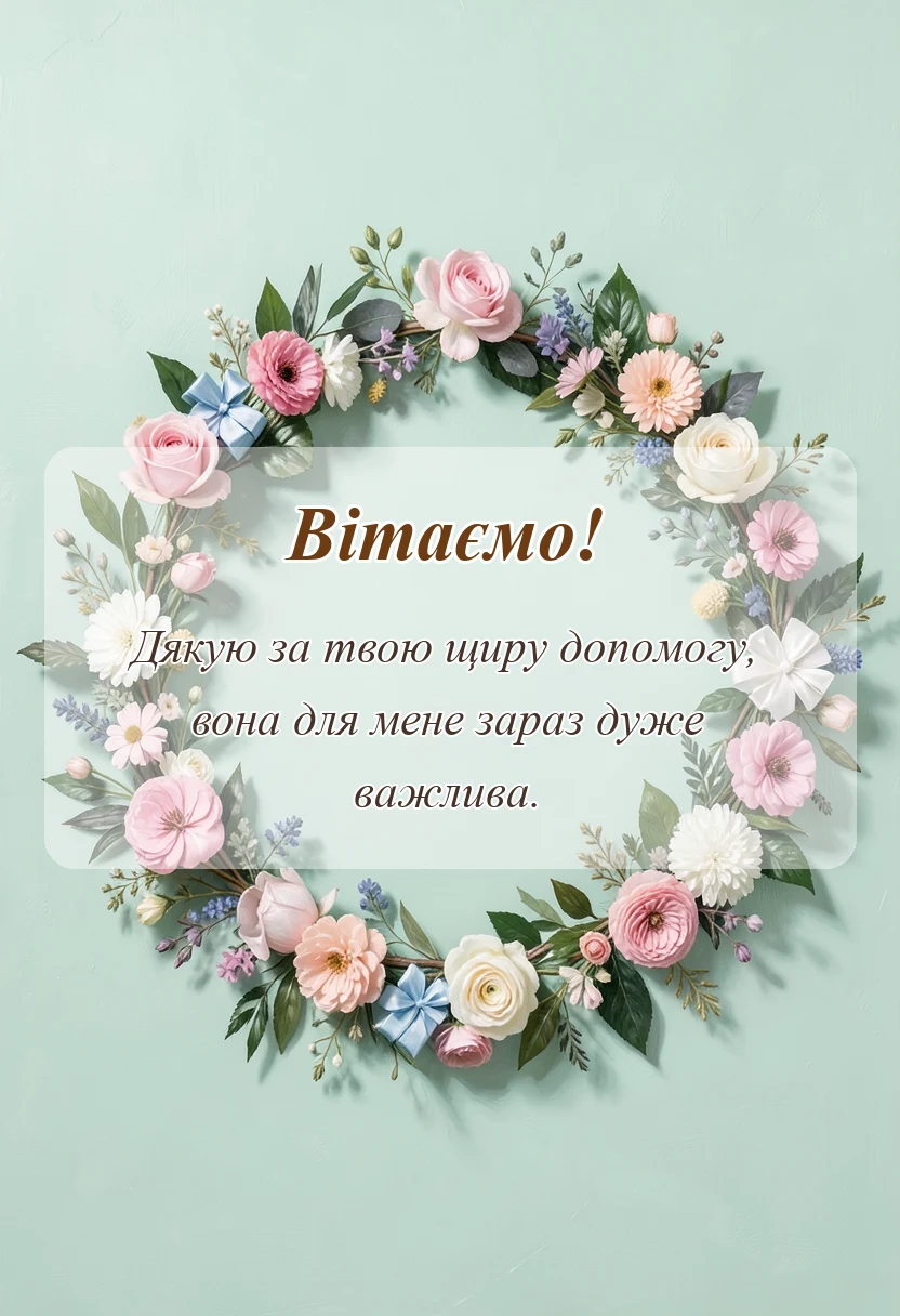 листівка з побажанням - слова подяки за добрі справи
