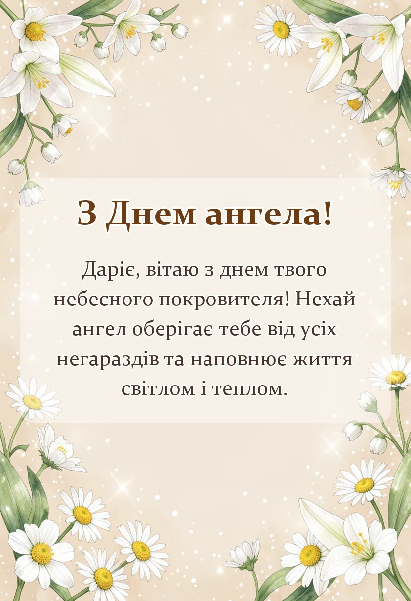 унікальна листівка - картинки з днем ангела дарії