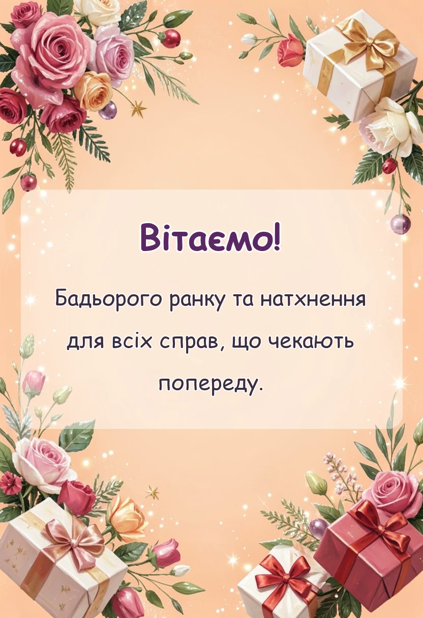 вітальна листівка - побажання гарного понеділка та вдалого тижня