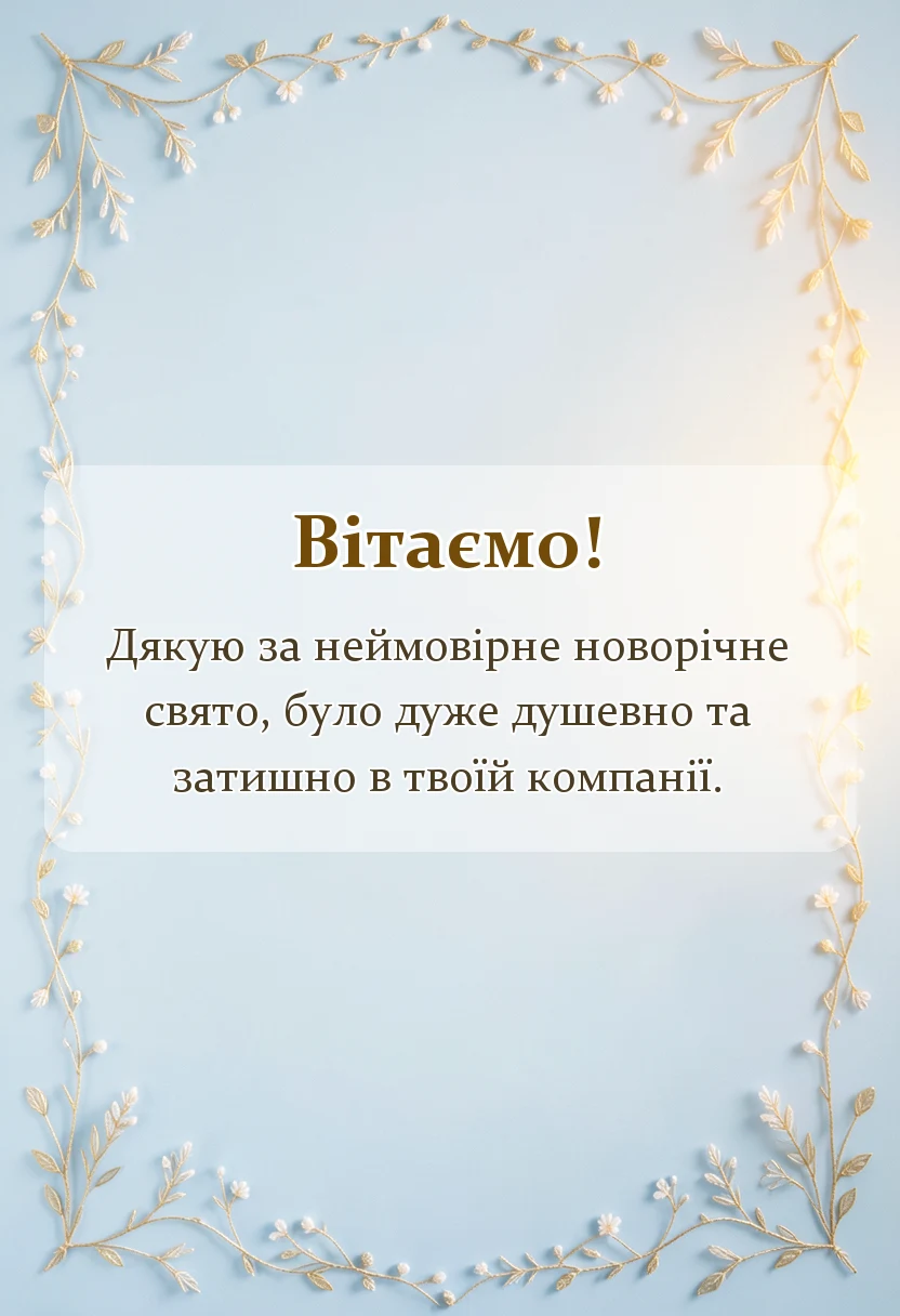 листівка з побажанням - подяка за новорічне свято