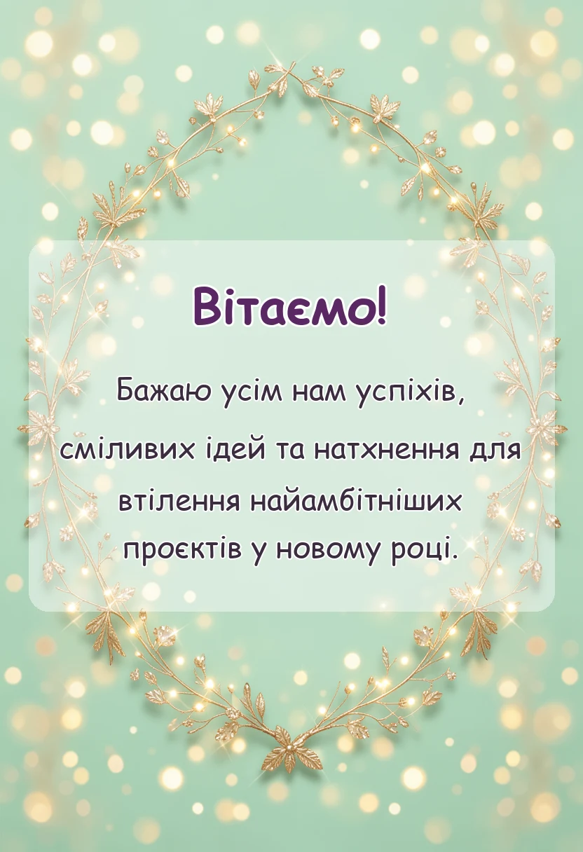 листівка з побажанням - привітання колег з новим роком своїми словами