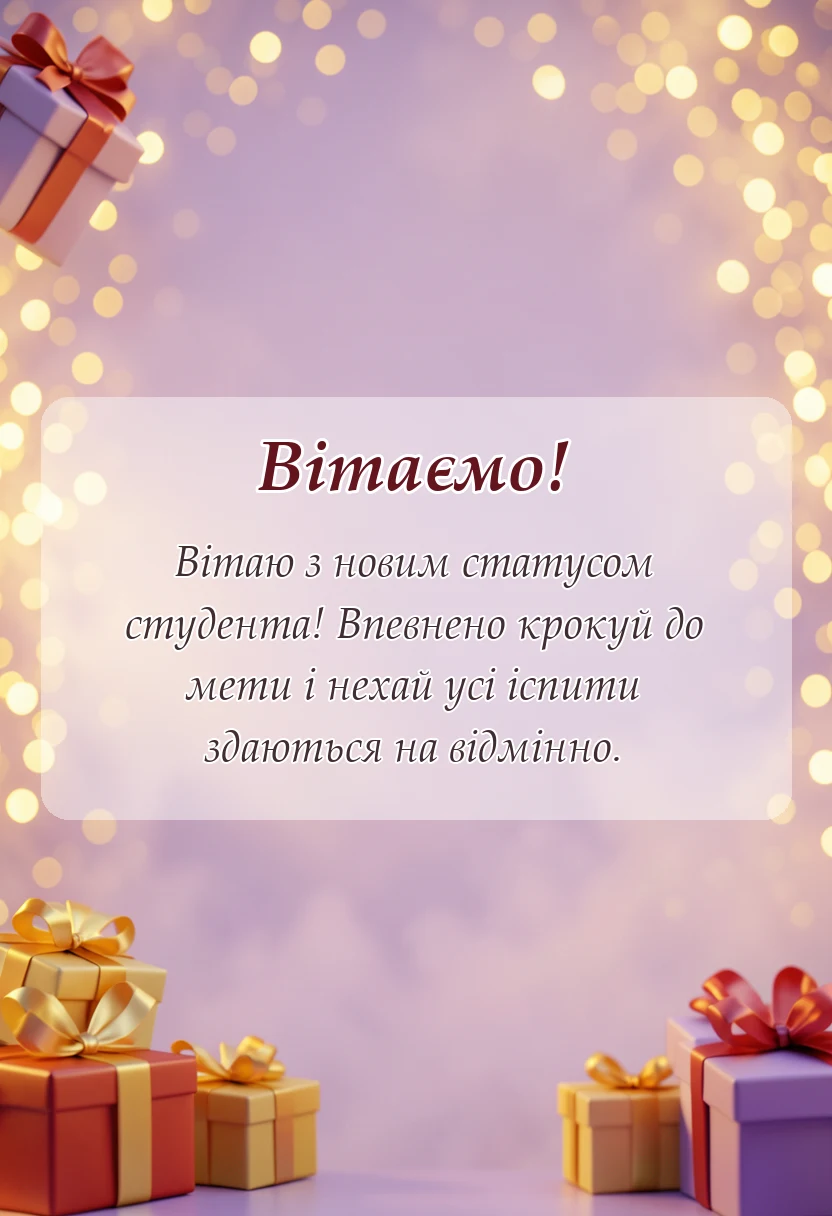 святкова картинка: привітання з вступом до коледжу