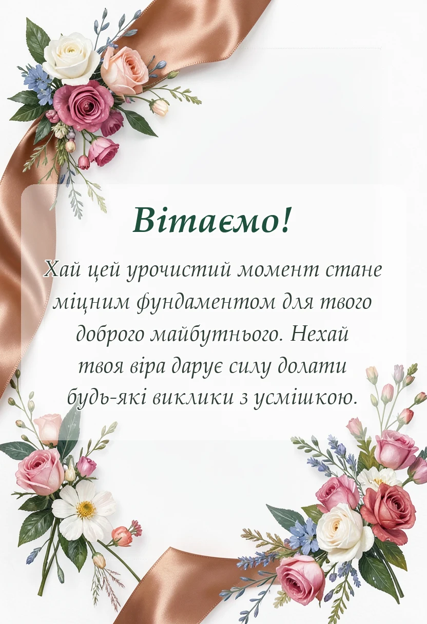 вітальна листівка - вітання з першим причастям своїми словами