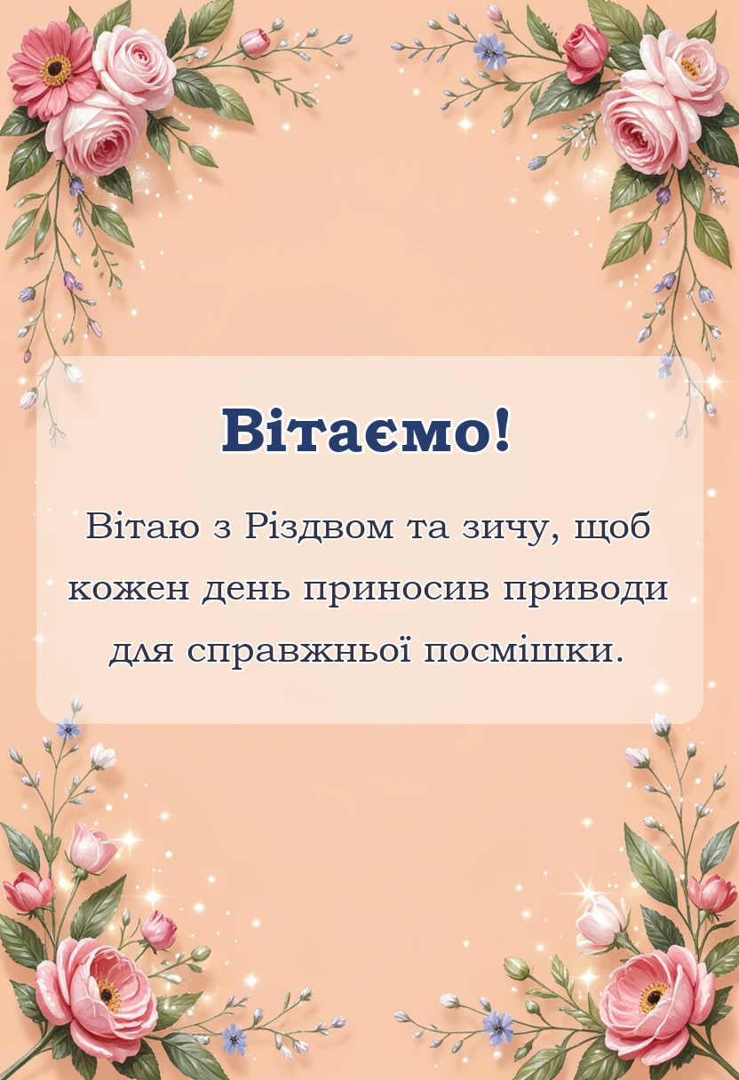 унікальна листівка - побажання щасливого різдва