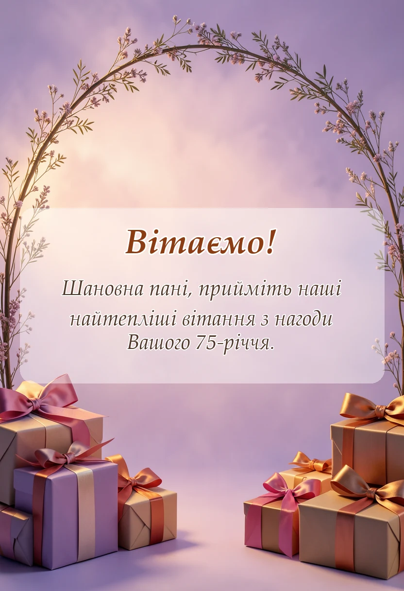 святкова картинка: привітання з 75-річчям жінці