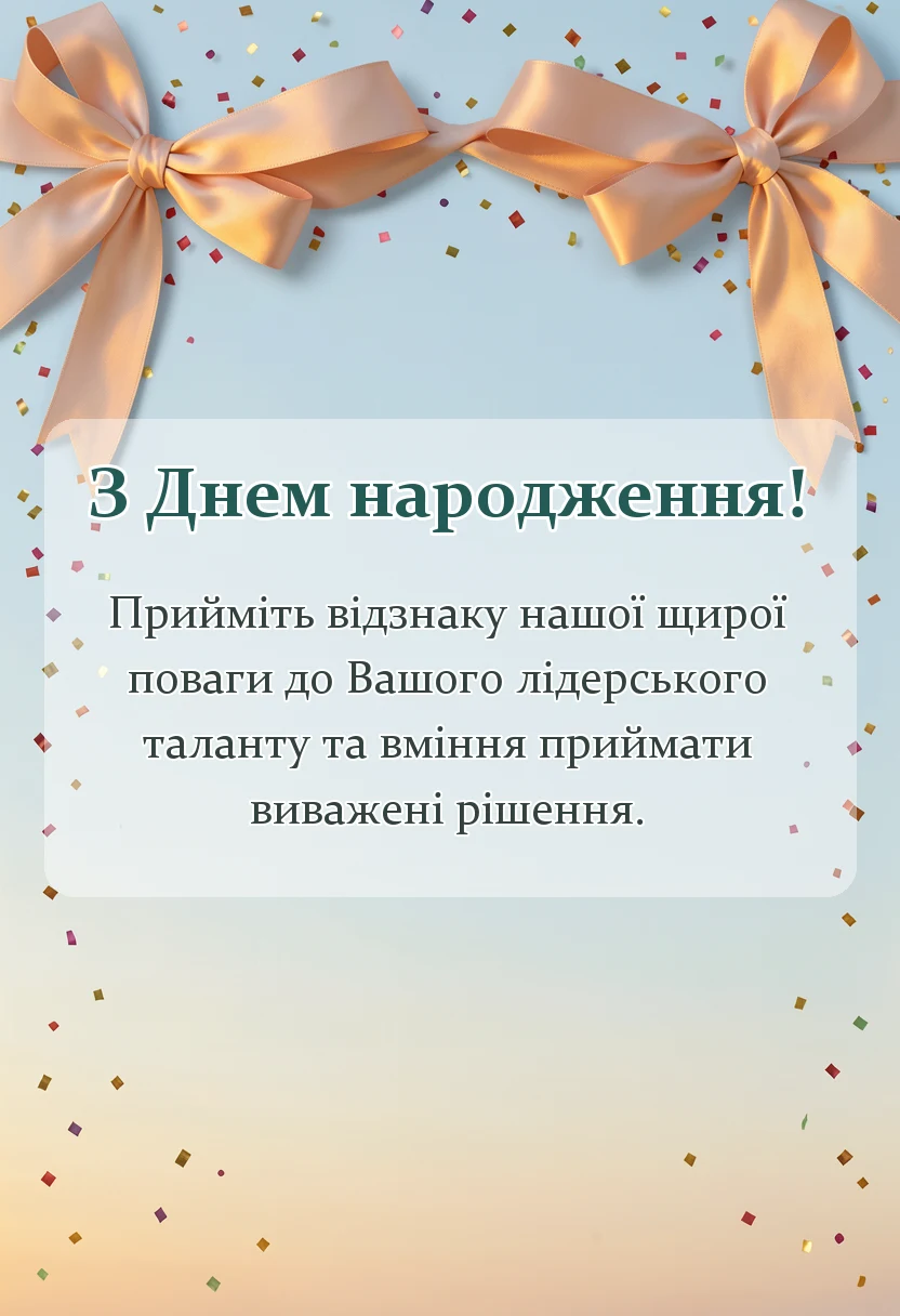 красива листівка: привітання з днем народження керівника