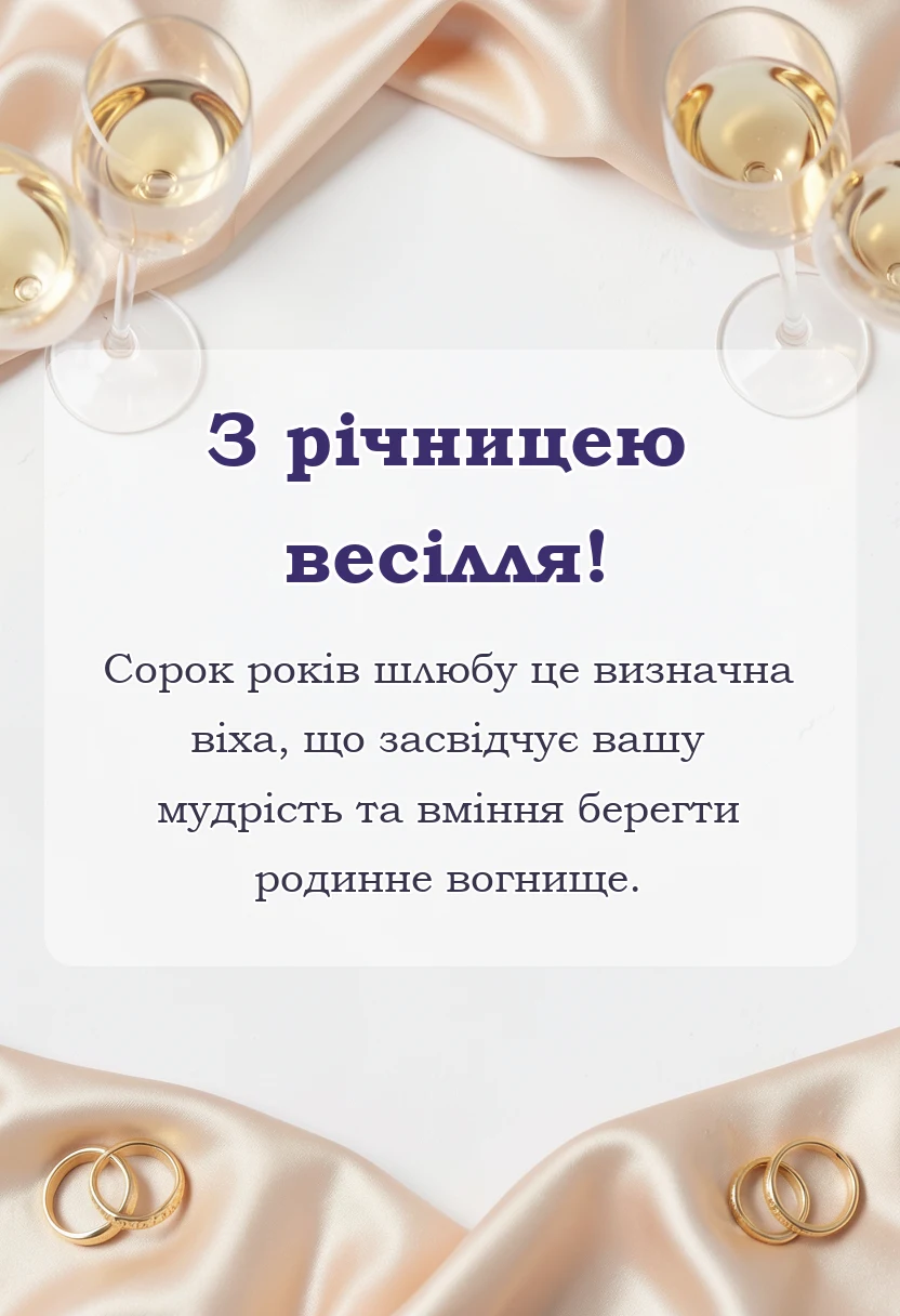 листівка з побажанням - привітання з рубіновим весіллям своїми словами