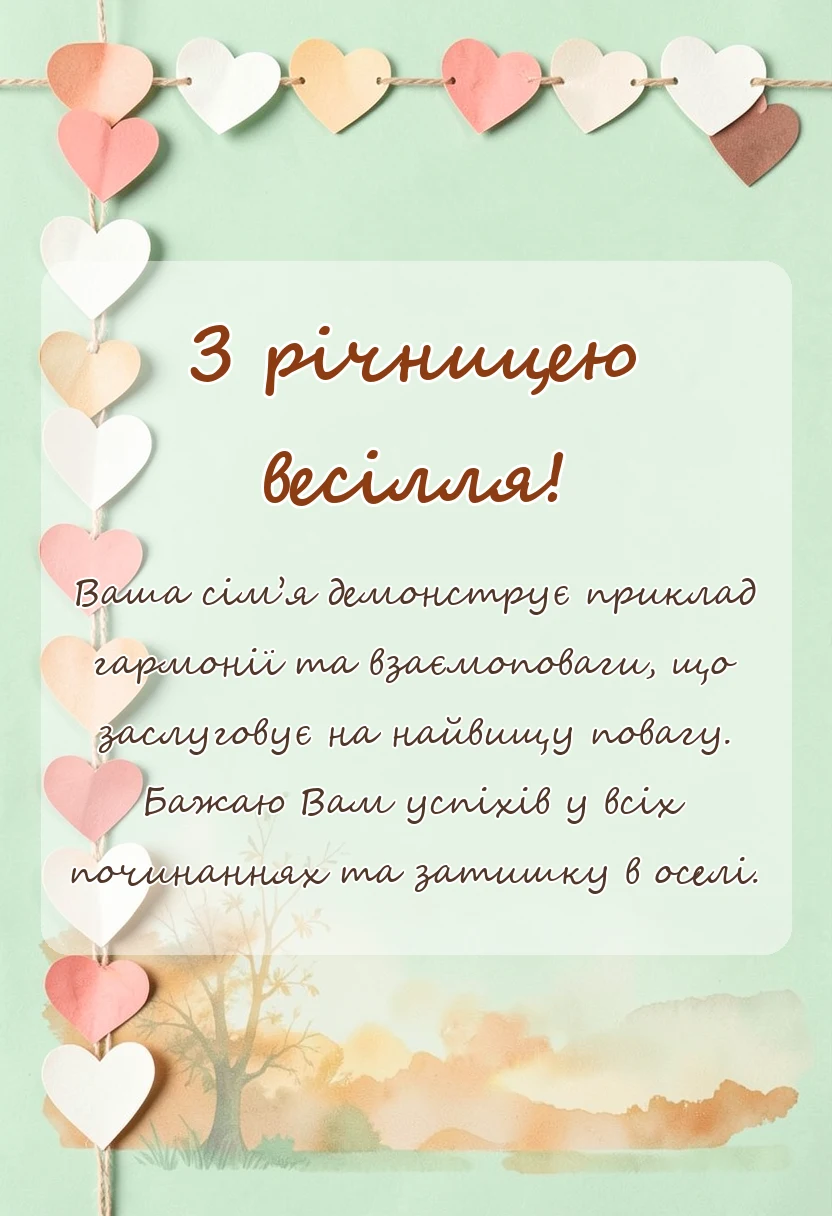 вітальна листівка - привітання з річницею одруження