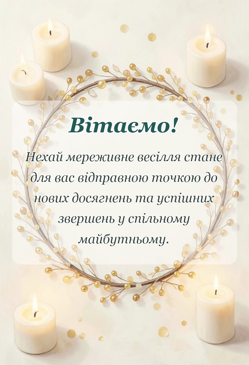 листівка з побажанням - привітання на мереживне весілля своїми словами