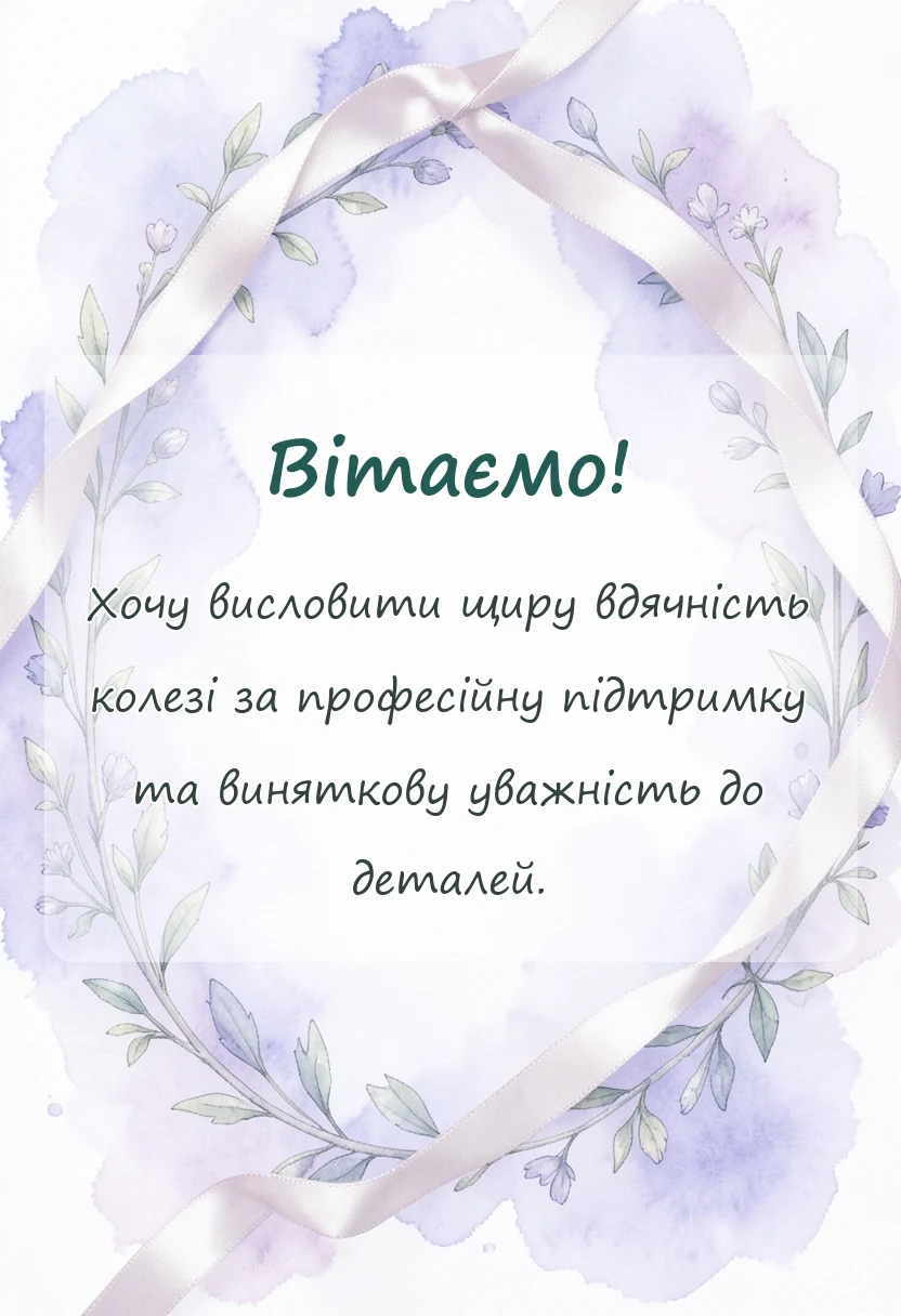 красива листівка: подяка колезі за роботу