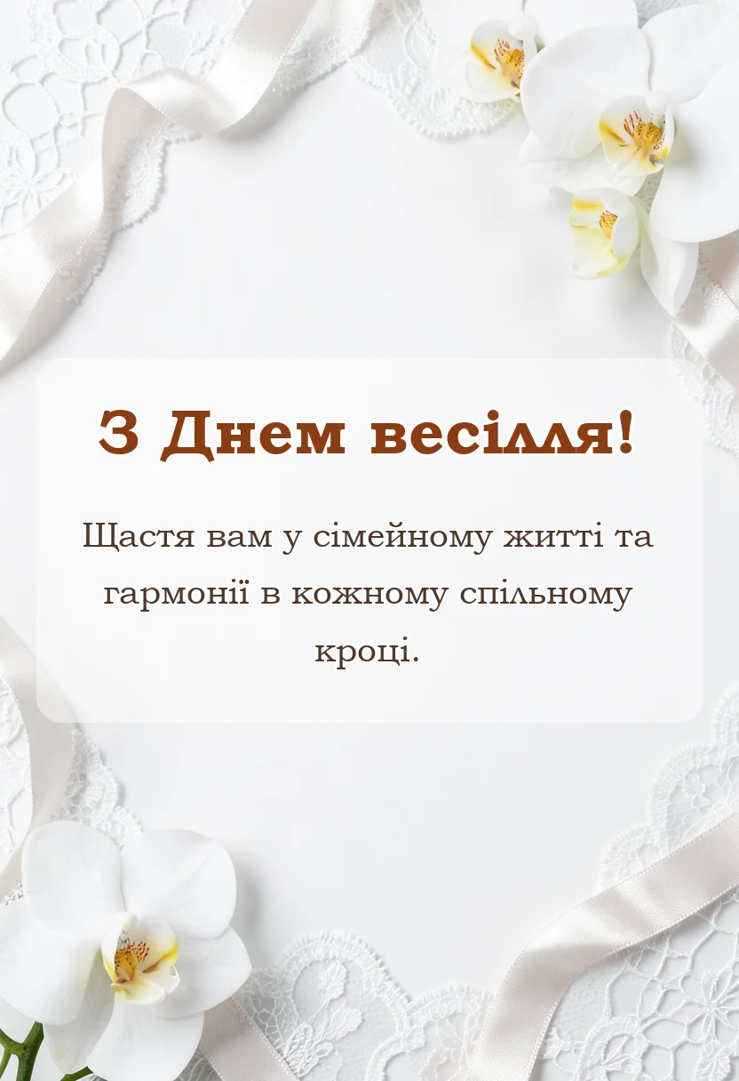 листівка з побажанням - привітання з весіллям в прозі