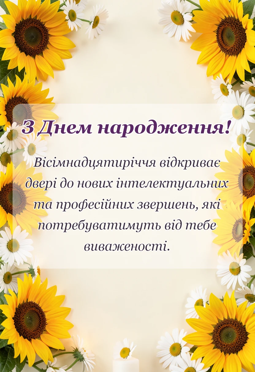 красива листівка: привітання з днем народження вісімнадцятиріччя від мами і тата