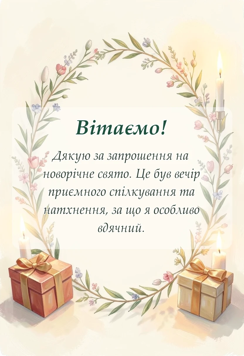 листівка з побажанням - подяка за новорічне свято