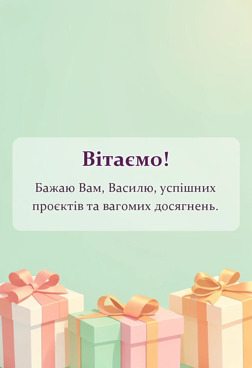 листівка з побажанням - привітання з василем