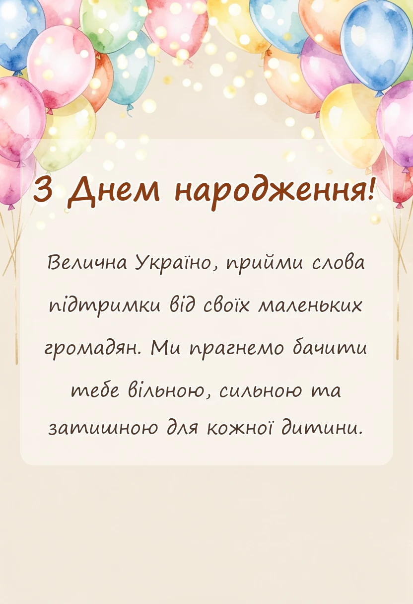 вітальна листівка - побажання україні від дітей