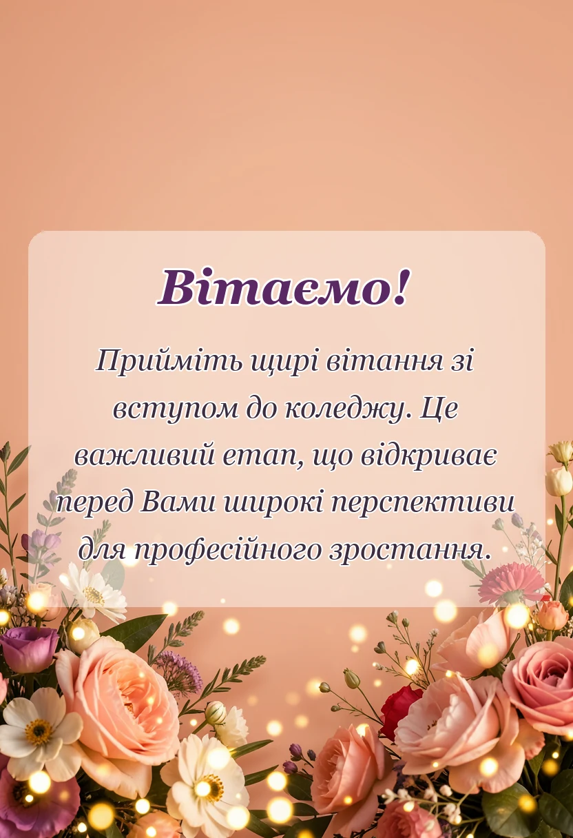 святкова картинка: привітання з вступом до коледжу