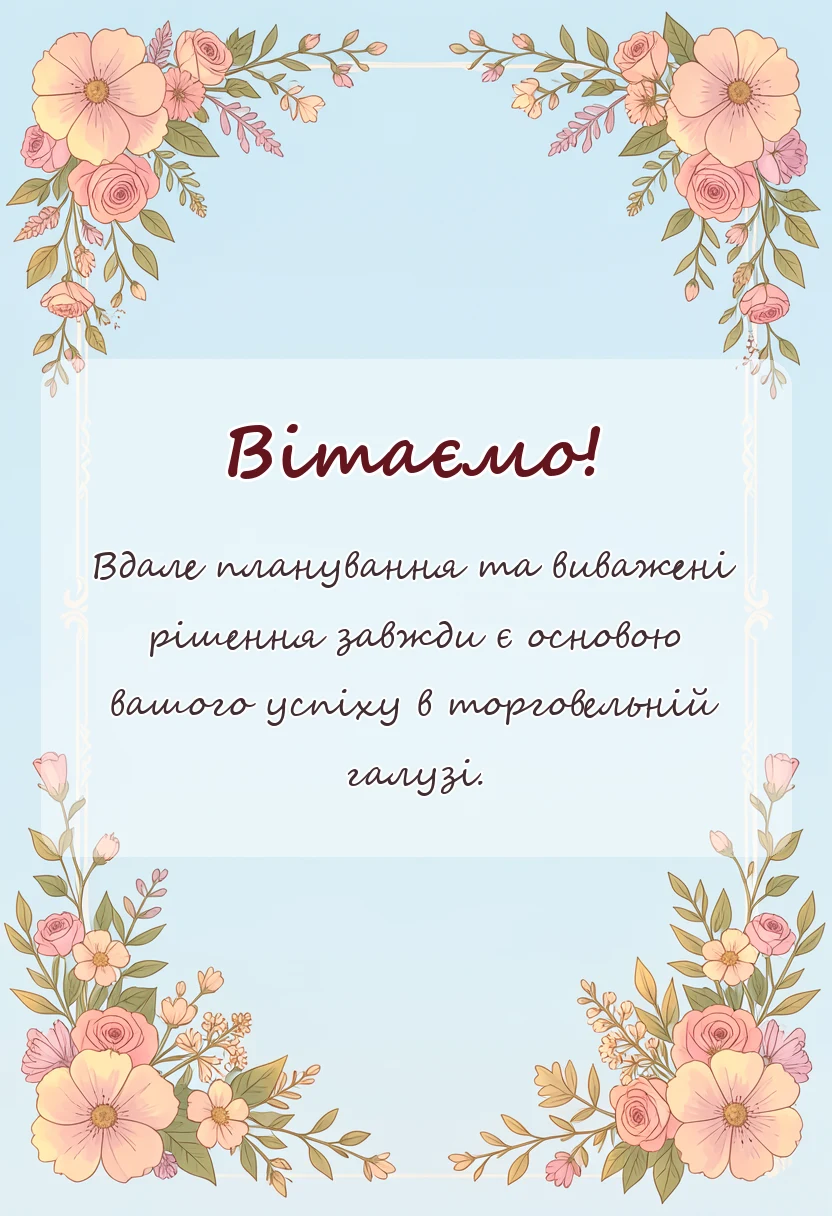 листівка з побажанням - поздоровлення з днем торгівлі