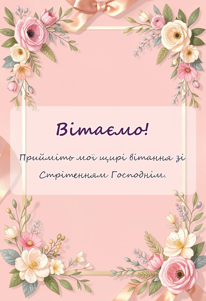 листівка з побажанням - привітання зі стрітенням господнім своїми словами