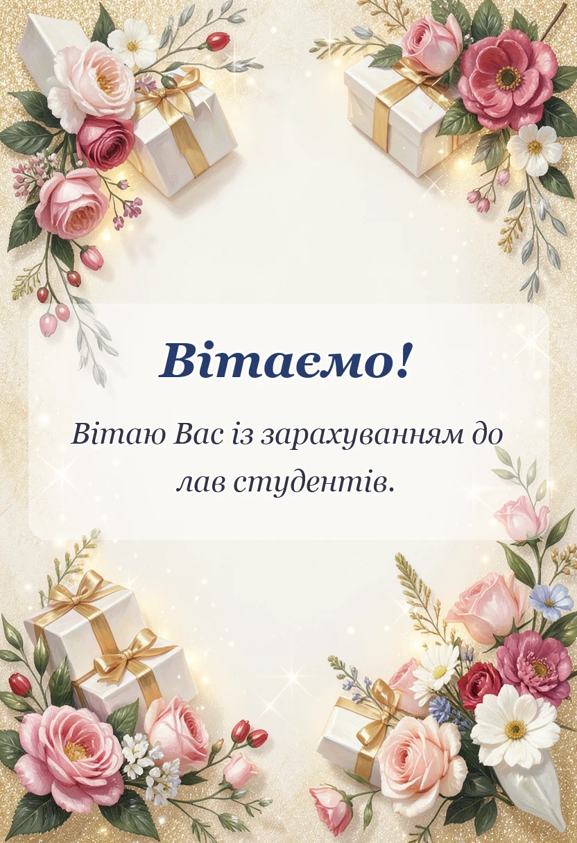 унікальна листівка - привітання з вступом до коледжу