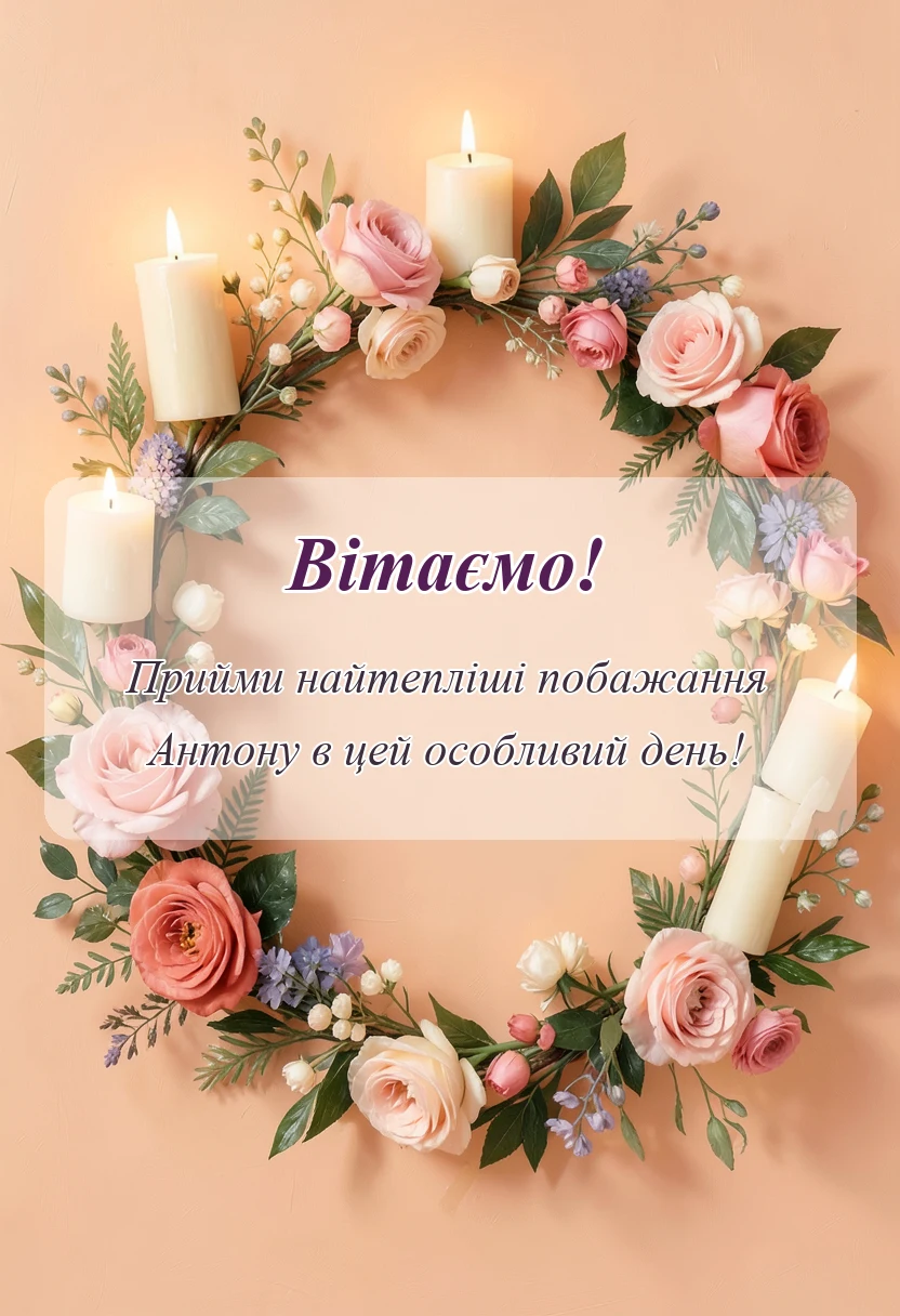 красива листівка: привітання з днем ангела антона