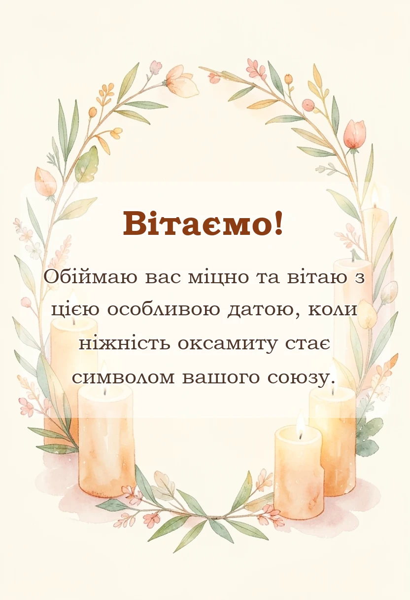 унікальна листівка - привітання з оксамитовим ювілеєм весілля