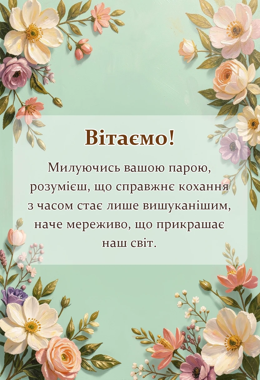 вітальна листівка - привітання на мереживне весілля своїми словами