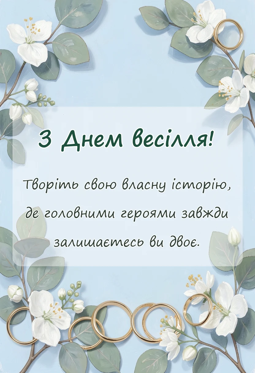 листівка з побажанням - короткі привітання з весіллям