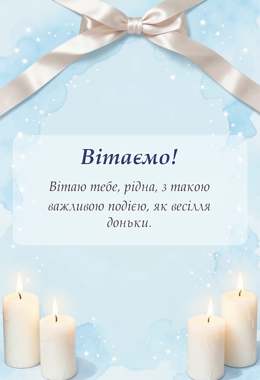 святкова картинка: вітання мамі з весіллям дочки