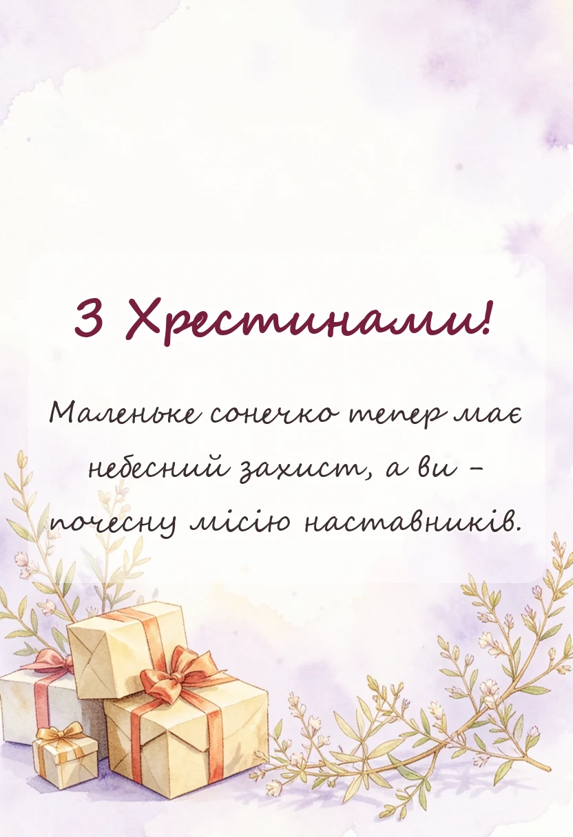 вітальна листівка - привітання на хрестини своїми словами