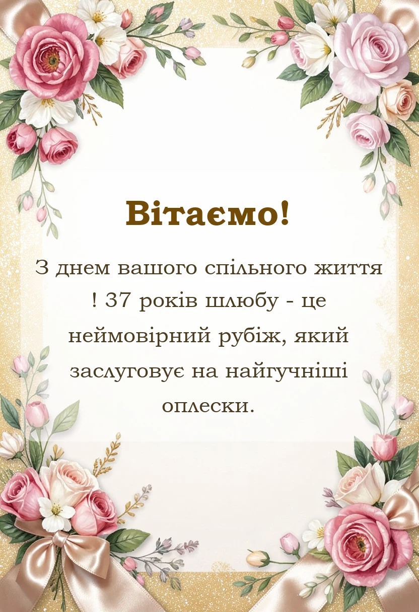 красива листівка: річниця весілля 37 років картинки