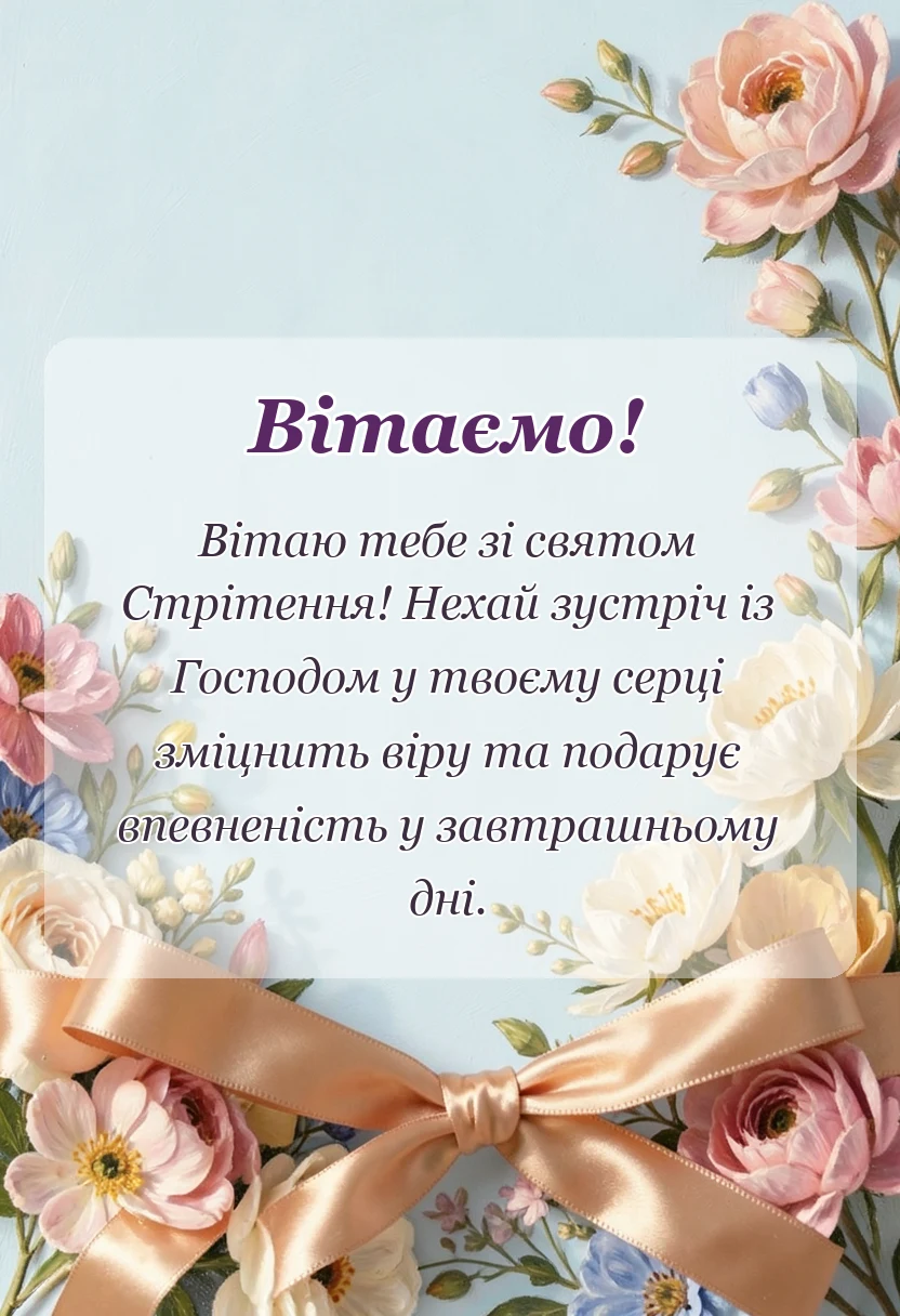 красива листівка: привітання зі стрітенням господнім своїми словами