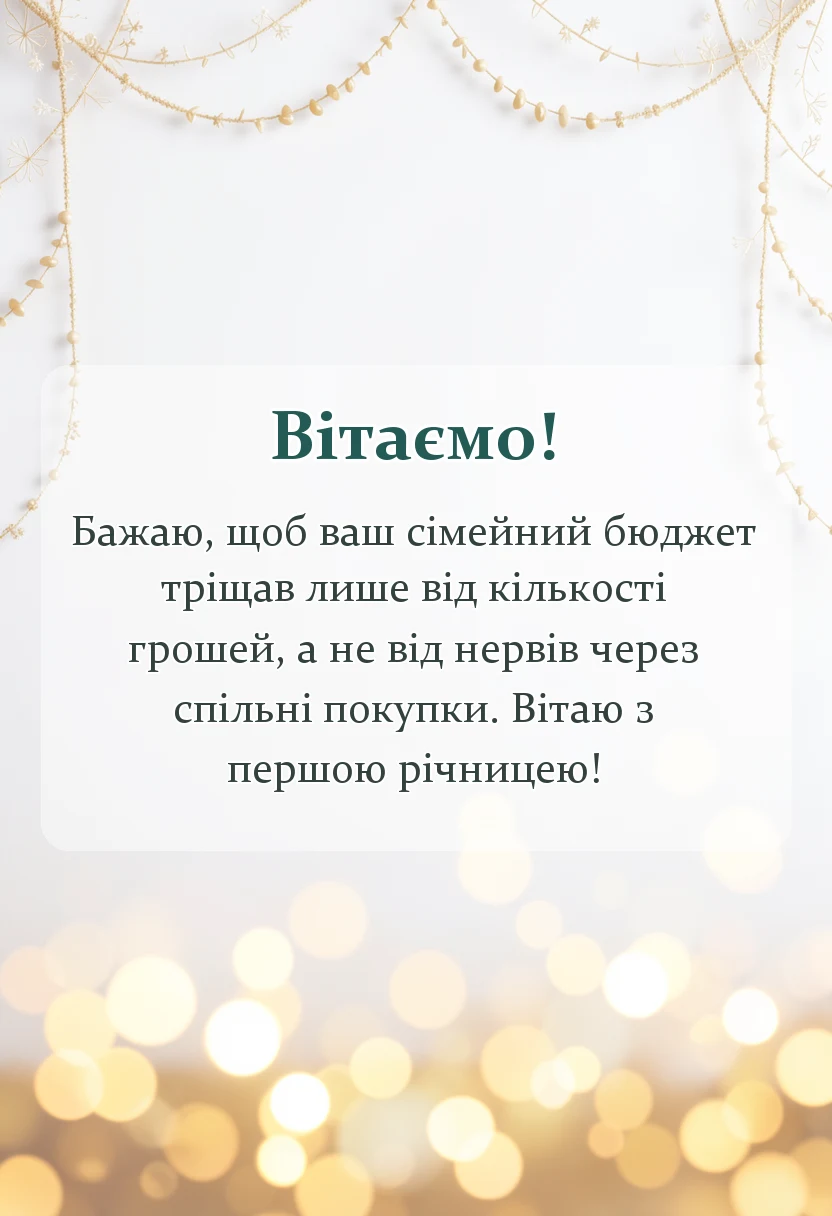 унікальна листівка - привітання з річницею весілля 1 рік ситцеве весілля