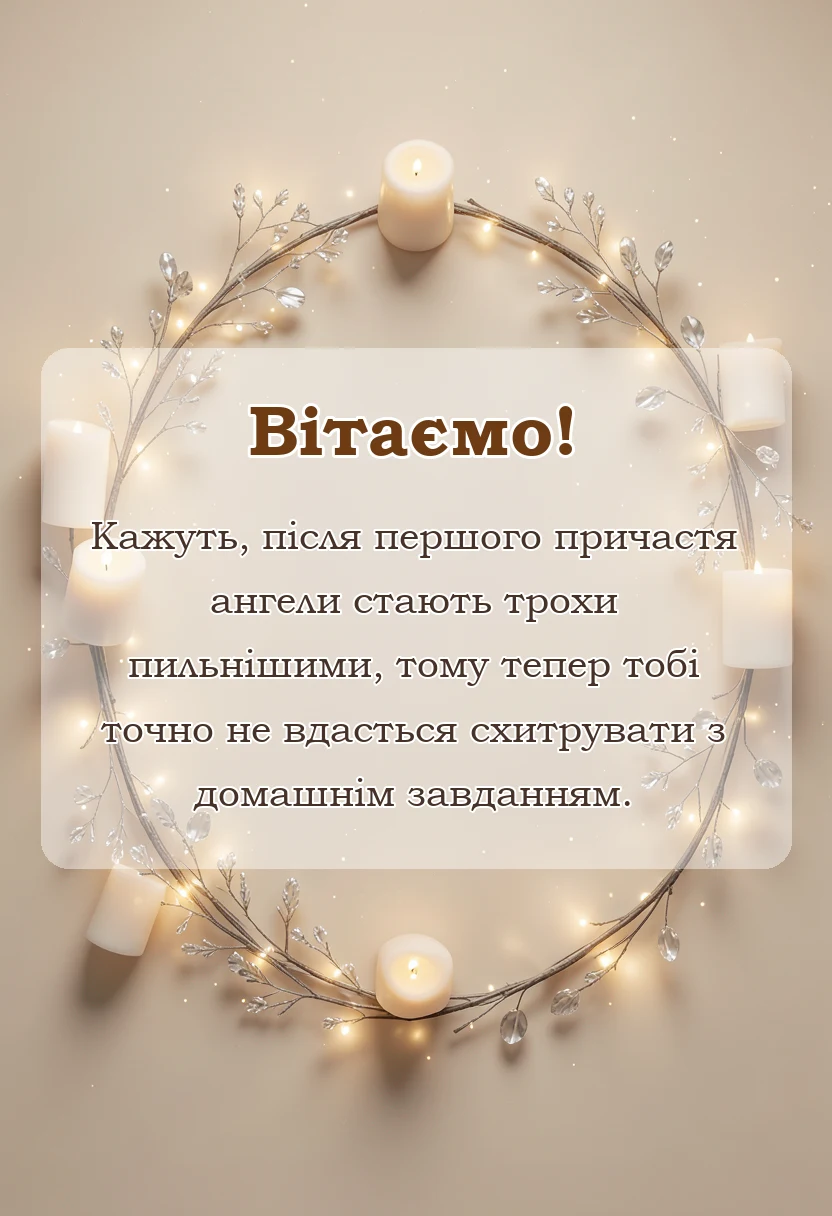 вітальна листівка - вітання з першим причастям своїми словами