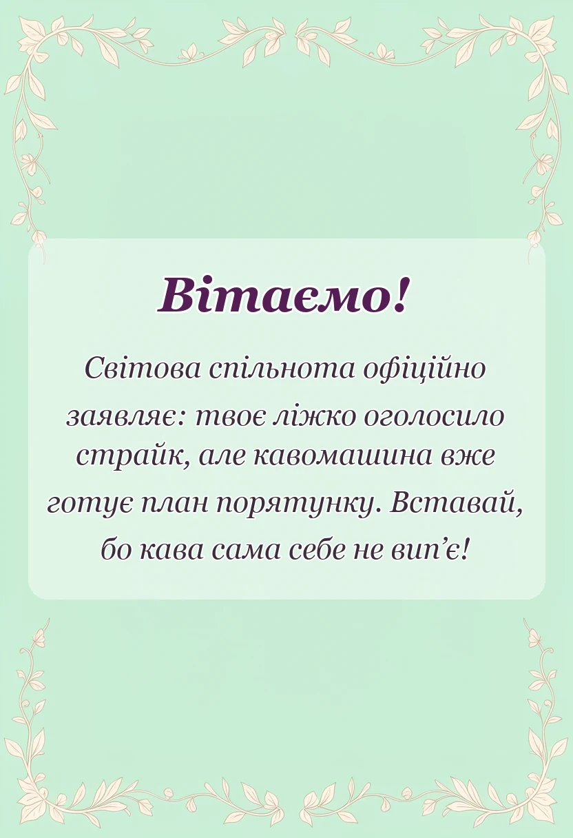 вітальна листівка - смішні цитати доброго ранку