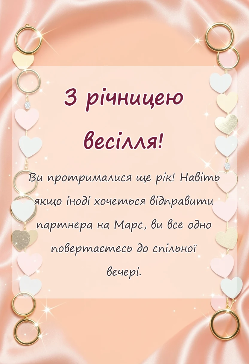 унікальна листівка - привітання з річницею одруження