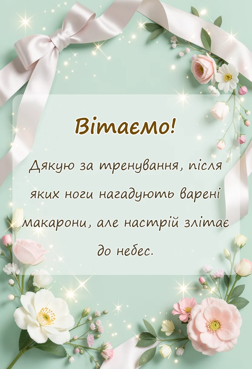 листівка з побажанням - слова подяки тренеру