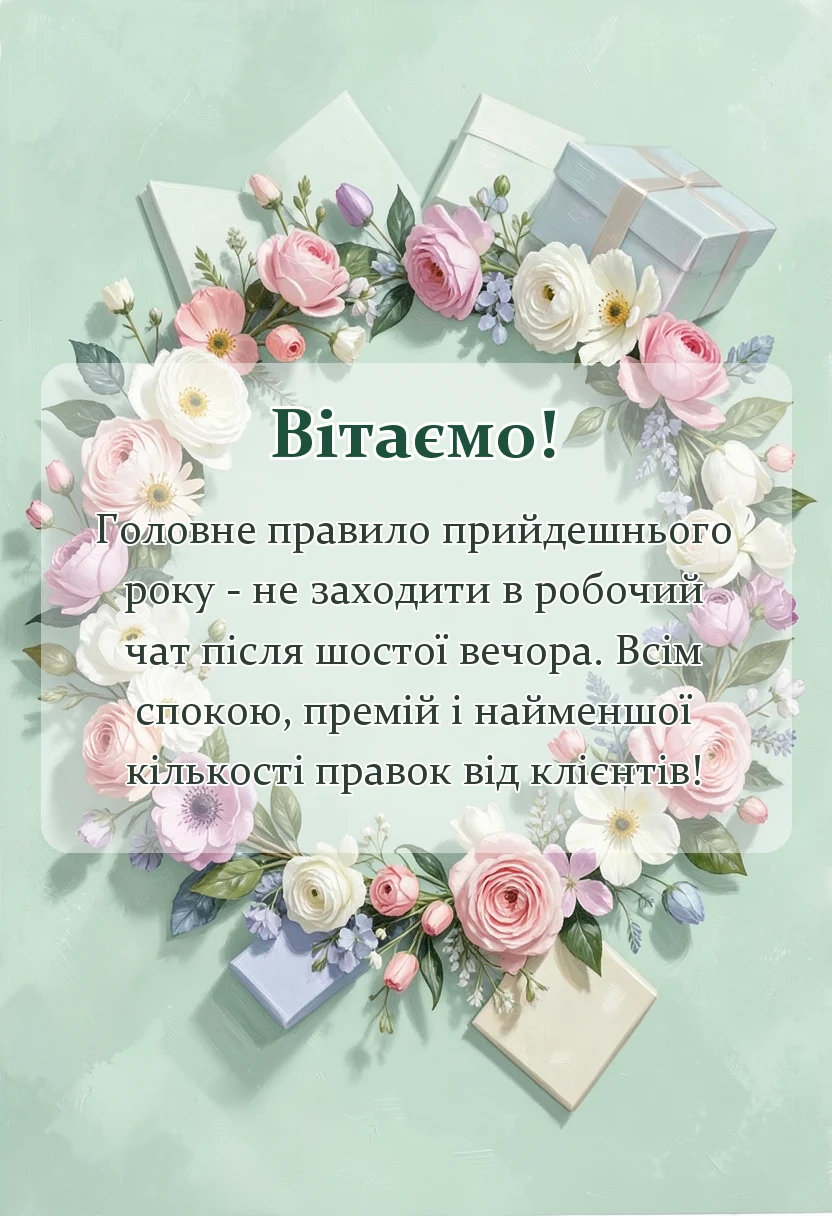 вітальна листівка - картинки колег з новим роком своїми словами