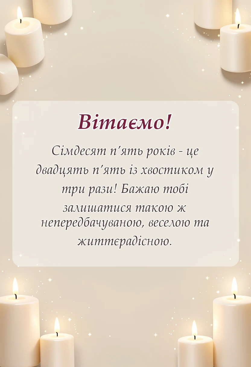 вітальна листівка - привітання з 75-річчям жінці