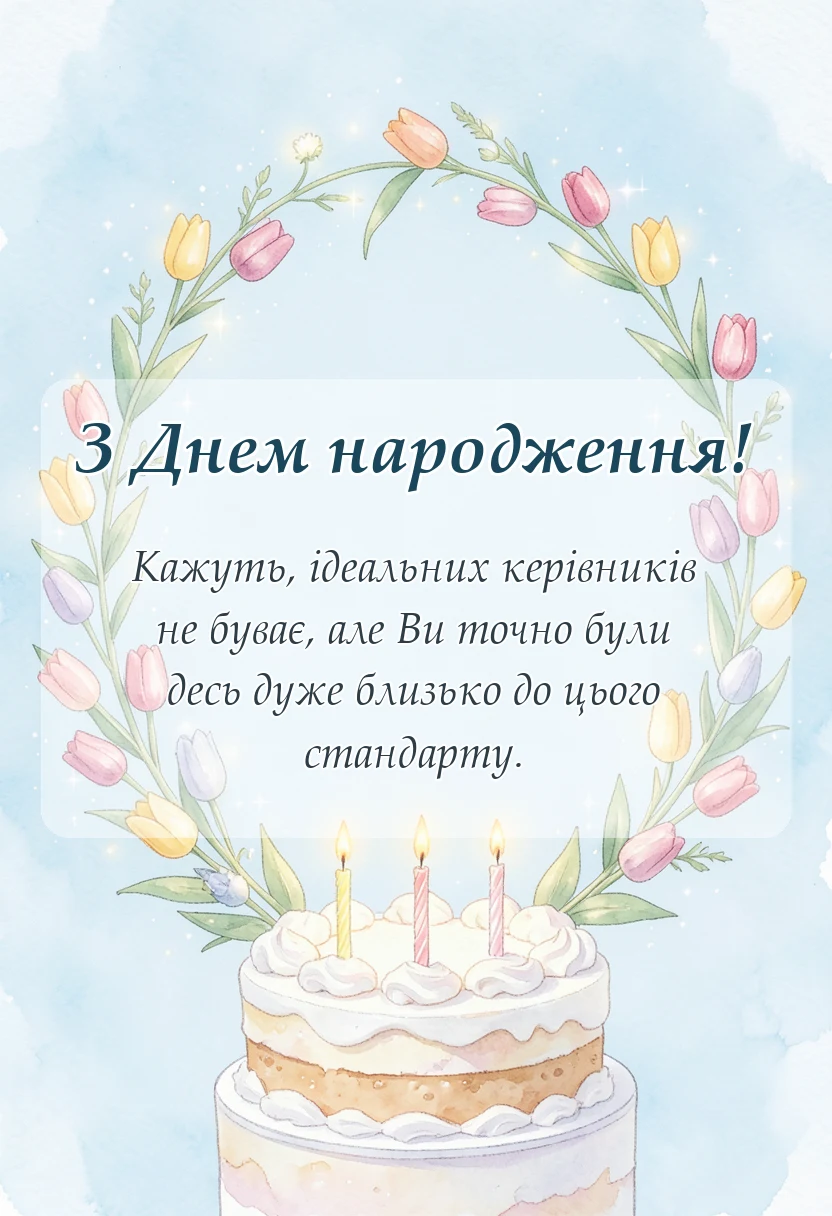 вітальна листівка - привітання з днем народження колишньому керівнику офіційні короткі своїми словами